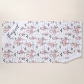 Niedliche Personalisierte Flamingos und Krebse  Strandtuch (Vorderseite)