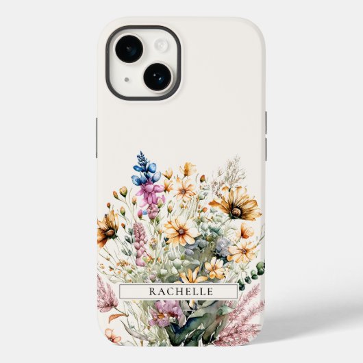 Niedliche Personalisierte florale Monogramm-Wildbl Case-Mate iPhone Hülle (Rückseite)