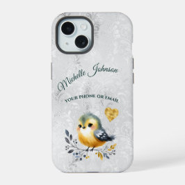 Niedliche Personalisierte Folk Bird & Heft Phone C iPhone 15 Hülle