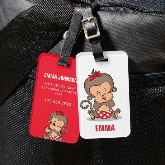 Niedliche Personalisierte Gepäckmarke für Affen (K Gepäckanhänger