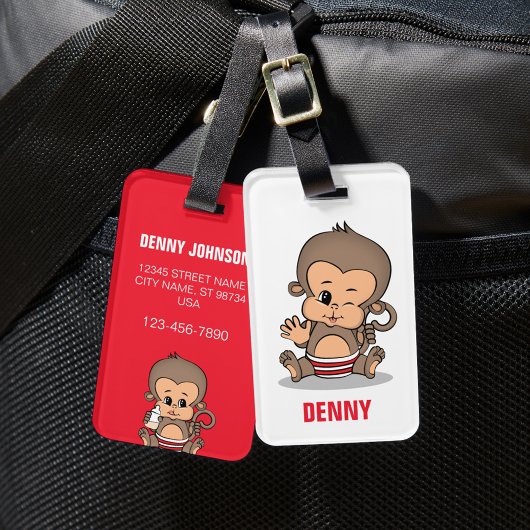 Niedliche Personalisierte Gepäckmarke für den Affe Gepäckanhänger