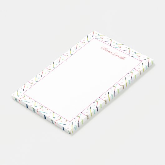 Niedliche Personalisierte Golf Patterns Post-it Klebezettel (angewinkelt)