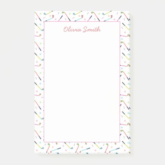 Niedliche Personalisierte Golf Patterns Post-it Klebezettel (Vorderseite)