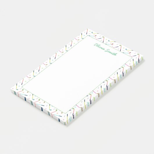 Niedliche Personalisierte Golf Patterns Post-it Klebezettel (angewinkelt)