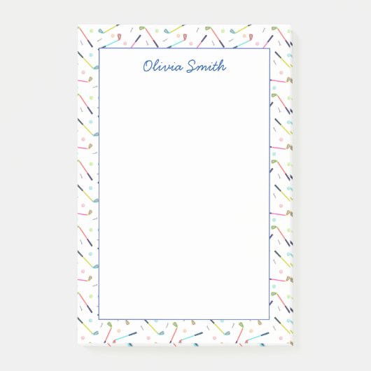 Niedliche Personalisierte Golf Patterns Post-it Klebezettel (Vorderseite)