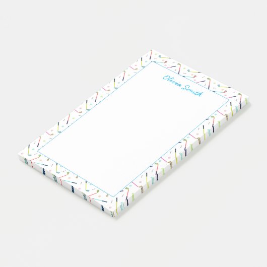 Niedliche Personalisierte Golf Patterns Post-it Klebezettel (angewinkelt)