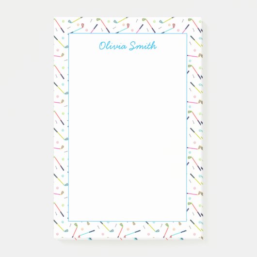 Niedliche Personalisierte Golf Patterns Post-it Klebezettel (Vorderseite)