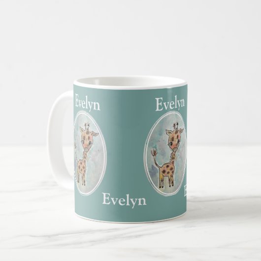 Niedliche Personalisierte Handgemalte Boho Giraffe Kaffeetasse (Vorderseite Links)