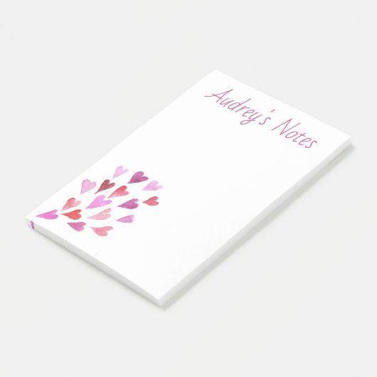 Niedliche Personalisierte Herzen Post-it Klebezettel (angewinkelt)