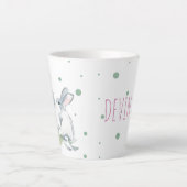 Niedliche Personalisierte Kaninchenfarbe Grün Milchtasse (Vorderseite)