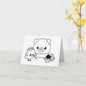 Niedliche PERSONALISIERTE Karte für Schweine und K (Gelbe Blume)