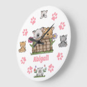 Niedliche personalisierte Kätzchen, Katzen und Große Wanduhr (Winkel)