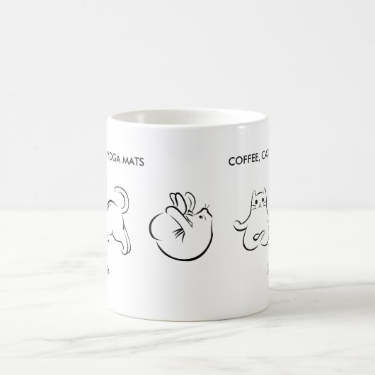 Niedliche Personalisierte Katzen Yoga Matts Kaffeetasse (Mittel)