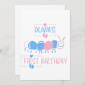 Niedliche Personalisierte Kinder Doodle-Wurm Zeich Einladung (Vorne/Hinten)