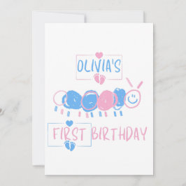 Niedliche Personalisierte Kinder Doodle-Wurm Zeich Einladung