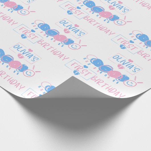 Niedliche Personalisierte Kinder Doodle-Wurm Zeich Geschenkpapier (Ecke)