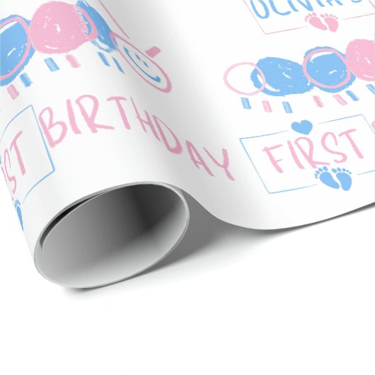 Niedliche Personalisierte Kinder Doodle-Wurm Zeich Geschenkpapier (Rolleneckpunkt)