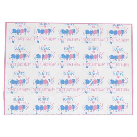 Niedliche Personalisierte Kinder Doodle-Wurm Zeich Große Geschenktüte (Rückseite)