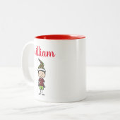 Niedliche Personalisierte Kinder Rotes Weihnachtsf Zweifarbige Tasse (Vorderseite Links)