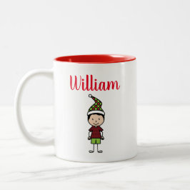 Niedliche Personalisierte Kinder Rotes Weihnachtsf Zweifarbige Tasse