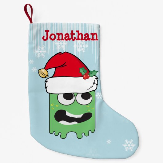 Niedliche Personalisierte Kinder Weihnachtsmonster Kleiner Weihnachtsstrumpf (Vorderseite)