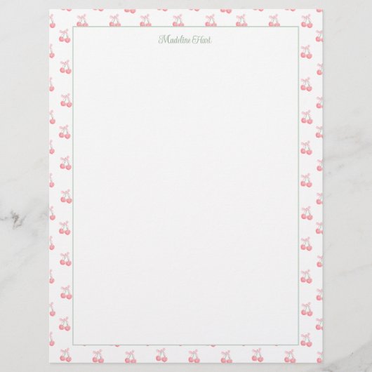 Niedliche Personalisierte Kirschen Briefbogen (Vorderseite)