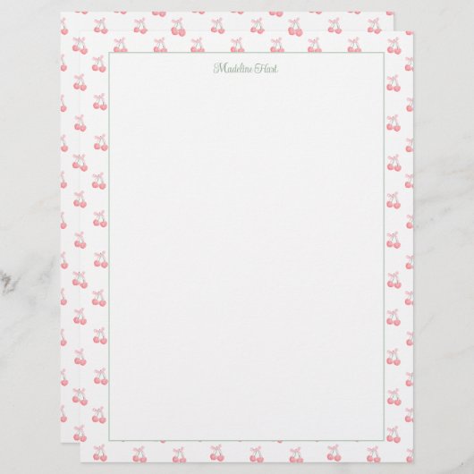 Niedliche Personalisierte Kirschen Briefbogen (Vorne/Hinten)