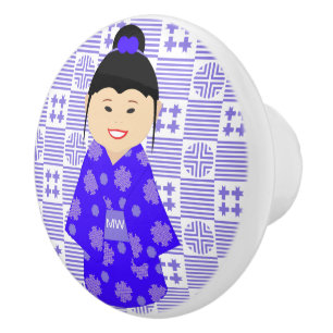 Niedliche Personalisierte Kokeshi-Puppe Keramikknauf