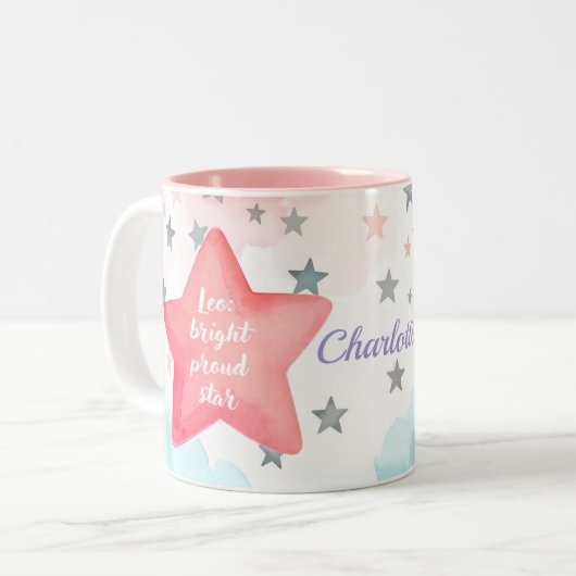 Niedliche Personalisierte Leo Zodiac Signature Tas Zweifarbige Tasse (Vorderseite Links)