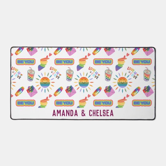 Niedliche Personalisierte LGBTQ+-Schreibtischmatte Schreibtischunterlage (Vorderseite)