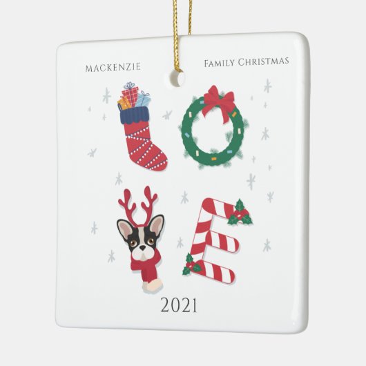 Niedliche Personalisierte Liebe Weihnachtsfamilie Keramikornament (Links)