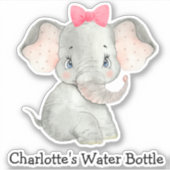 Niedliche Personalisierte Mädchen Name Elephant Wa Aufkleber (Vorderseite)