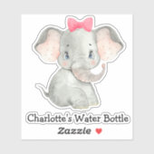 Niedliche Personalisierte Mädchen Name Elephant Wa Aufkleber (Blatt)