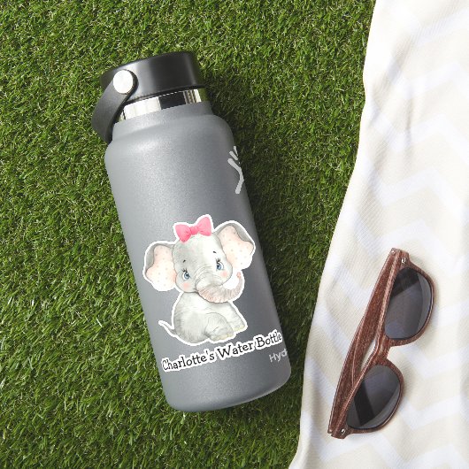Niedliche Personalisierte Mädchen Name Elephant Wa Aufkleber (HydroFlask Insitu)
