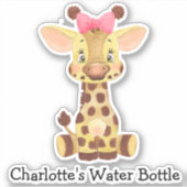 Niedliche Personalisierte Mädchen Name Giraffe Was Aufkleber (Vorderseite)