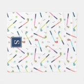 Niedliche Personalisierte Mongram Golf Patterns Fleecedecke (Vorderseite (Horizontal))