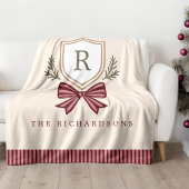 Niedliche Personalisierte Monogram Bow Weihnachten Fleecedecke