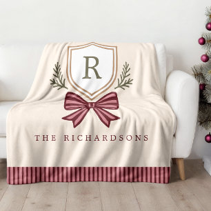 Niedliche Personalisierte Monogram Bow Weihnachten Fleecedecke