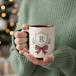 Niedliche Personalisierte Monogram Erstgeburt Weih Zweifarbige Tasse