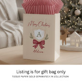 Niedliche Personalisierte Monogram Wappen Bow Weih Mittlere Geschenktüte
