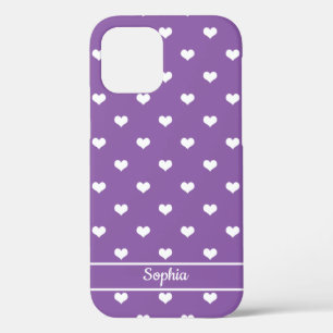 Niedliche personalisierte Namensherzmuster lila Case-Mate iPhone Hülle