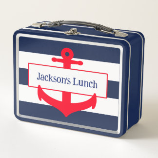 Niedliche Personalisierte Nautical Anchor School K Metall Brotdose