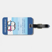 Niedliche Personalisierte Niedliche Couple Pinguin Gepäckanhänger (Rückseite horizontal)