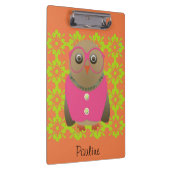 Niedliche Personalisierte Orange Old Lady Owl Clip Klemmbrett (Rechts)