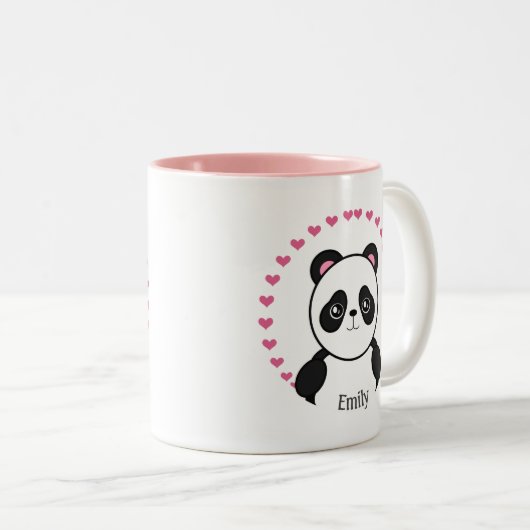 Niedliche Personalisierte Panda-Tasse Zweifarbige Tasse (VorderseiteRechts)