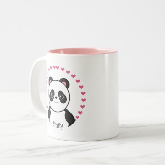 Niedliche Personalisierte Panda-Tasse Zweifarbige Tasse (Vorderseite Links)
