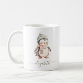 Niedliche Personalisierte Penguin Weihnachten Kaffeetasse (Links)