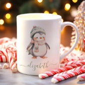 Niedliche Personalisierte Penguin Weihnachten Kaffeetasse