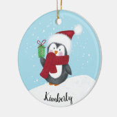 Niedliche Personalisierte Penguin Weihnachten Keramik Ornament (Links)