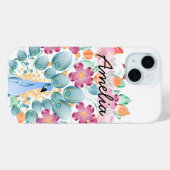 Niedliche Personalisierte Pfauenflora Case-Mate iPhone Hülle (Rückseite (Horizontal))